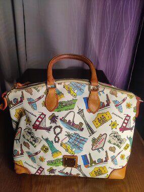 Dooney Bourke Landmark USA Travel Handbag Designer Satchel Purse